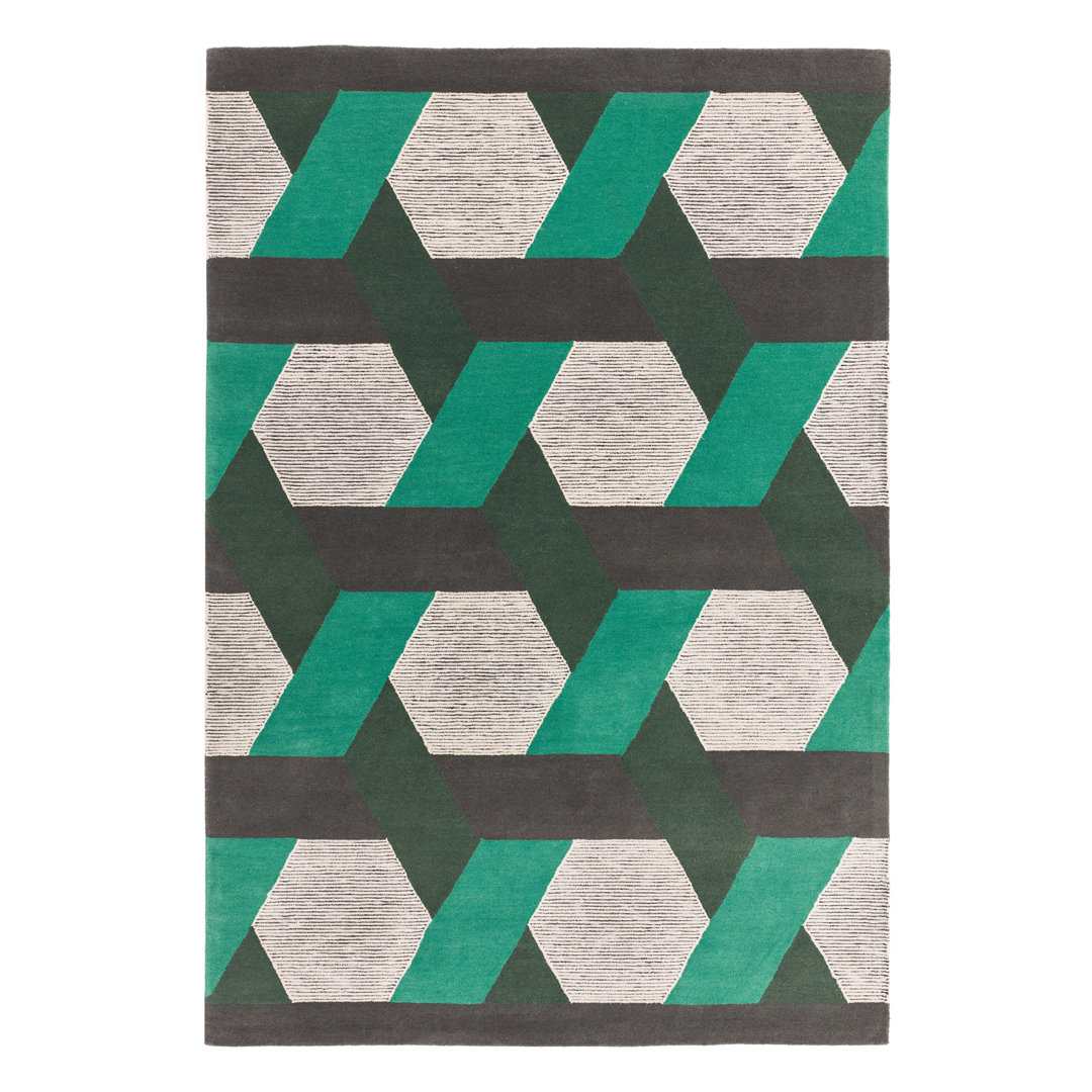 Deutsch Hand Woven Wool Green/Grey Indoor Rug