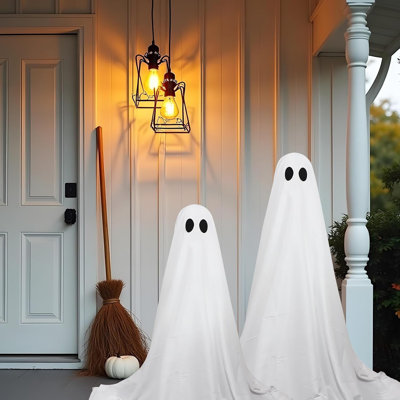 2 Packs Halloween Decorations Outdoor, Spooky Halloween Ghost Decor With Remote String Lights Battery Operated, Easy To Assemble Ghost Decorations For