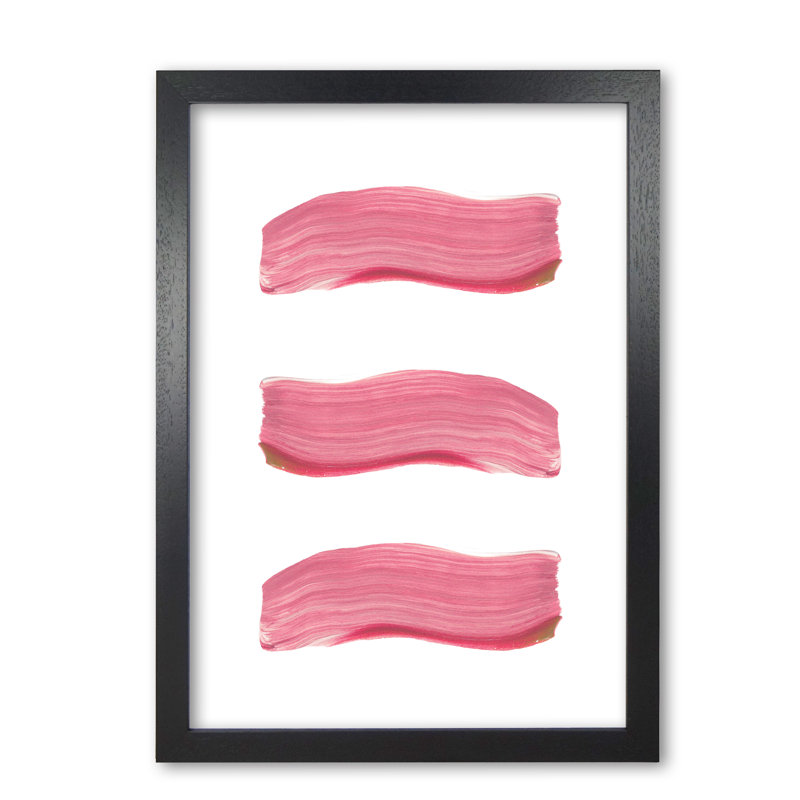 Light Pink Abstract Paint Strokes - Print, 42 cm H x 30 cm W x 5 cm D, Black Grain Frame
