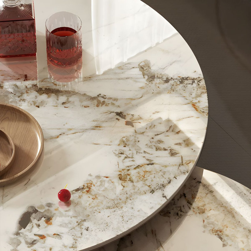 Averyann Drum Coffee Table, White/Orange