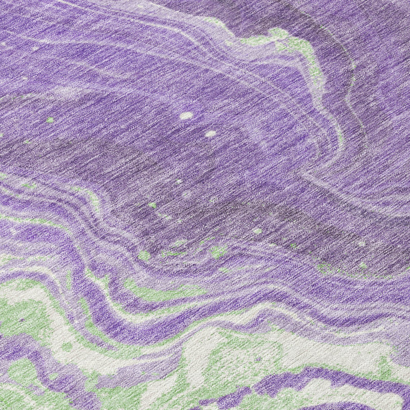 Addison Purple Abstract Washable Non-Slip 3' x 5' Rug