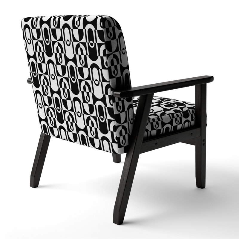 Fauteuil rembourré Mid-Century à motif géométrique monochrome «Gionni»