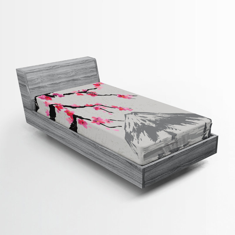 Ensemble de 2 draps-housses Ambesonne, Drap-housse de taille simple, Gris, noir, rose / floral