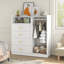 Commode 4 tiroirs avec lumières DEL et support à vêtements Hajun