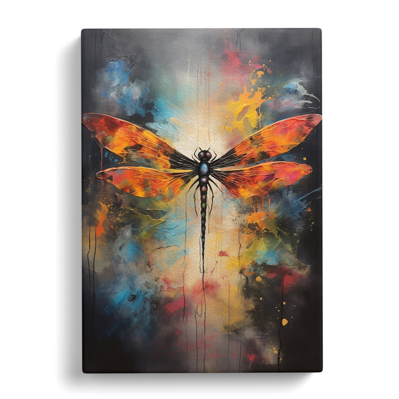 Dragonfly Gestural - Wrapped Canvas, 50cm H x 35cm W x 3cm D