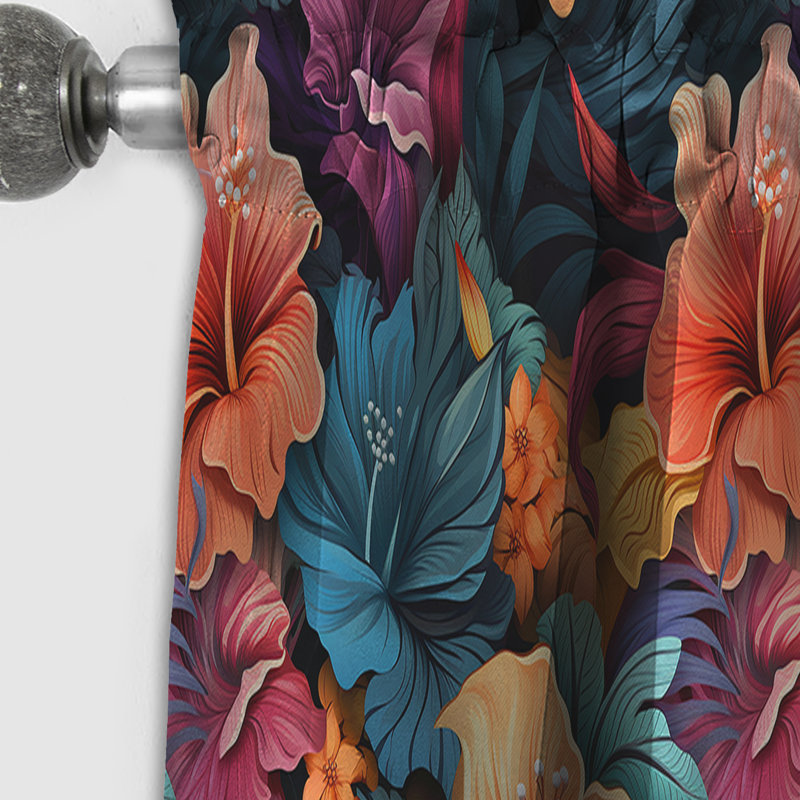 Motif tropical Ethereal - motif floral - rideau occultant - 1 panneau, L 52 po x L 63 po