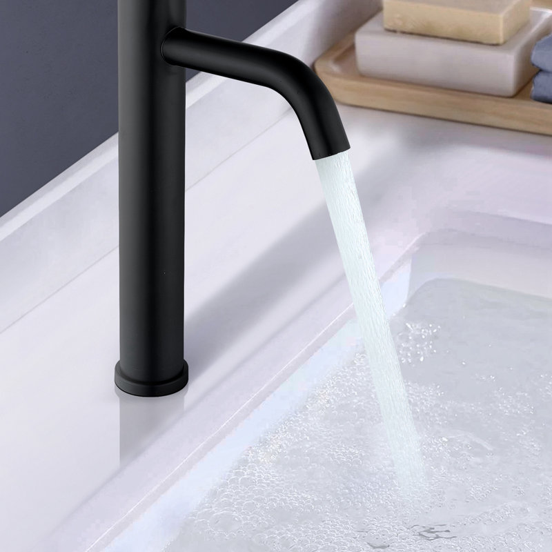 Robinet de lavabo de salle de bain à un trou à poignée simple noir mat Topcraft, Noir mat