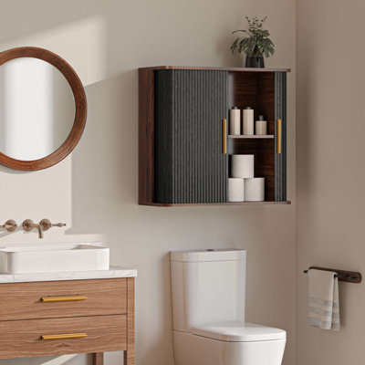 Armoire murale avec porte coulissante cannelée