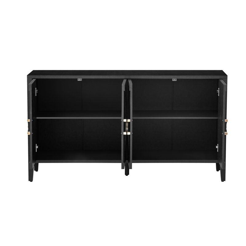 Buffet avec 4 portes et pieds robustes, Black
