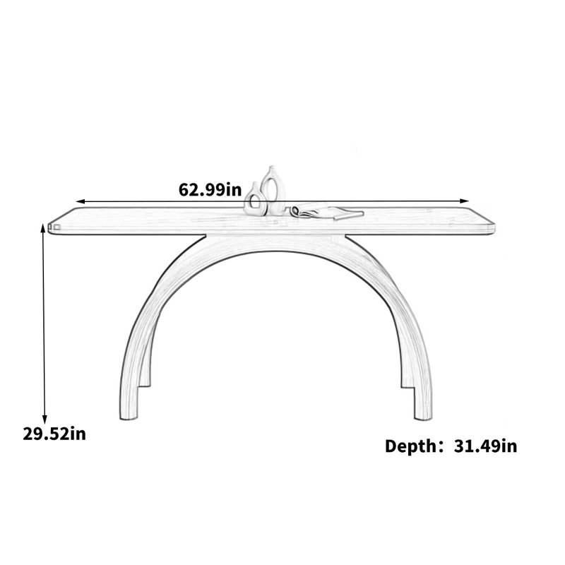 Nordic home rectangular dining table, 29.52"H x 62.99"L x 31.49"W