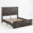 Farmhouse Wood Platform Full Bed Frame with 54" Tall Geometric Headboard & Footboard, Dark Oak-1565640970-1552661371