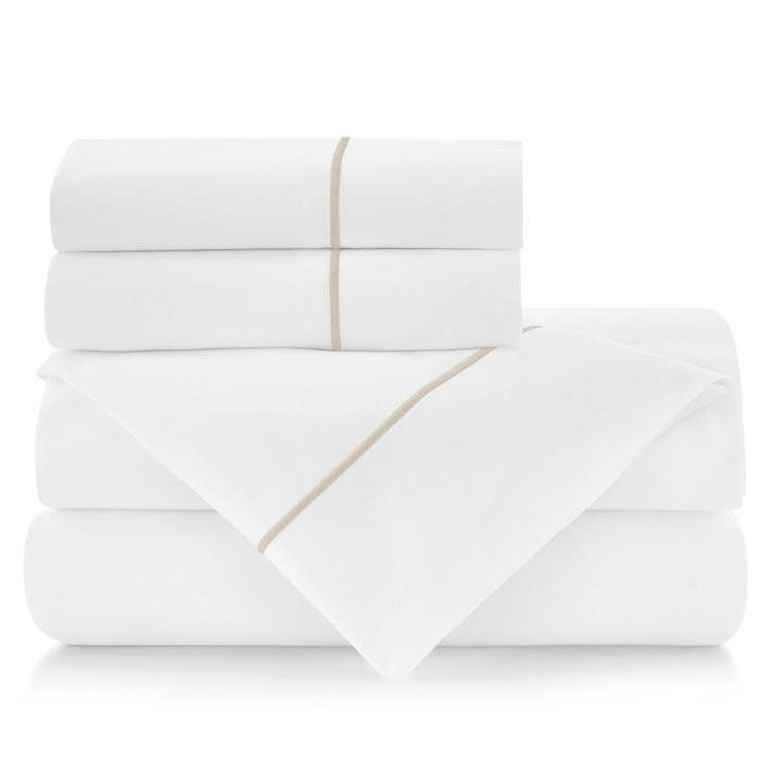Linen King Size Cotton Percale Sheet Set with Pillowcases
