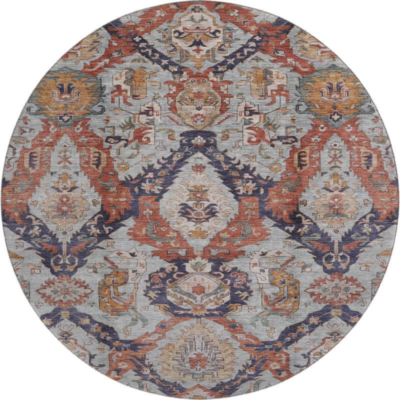 Machine Washable Ashlynn Panels Rug, Round 8'