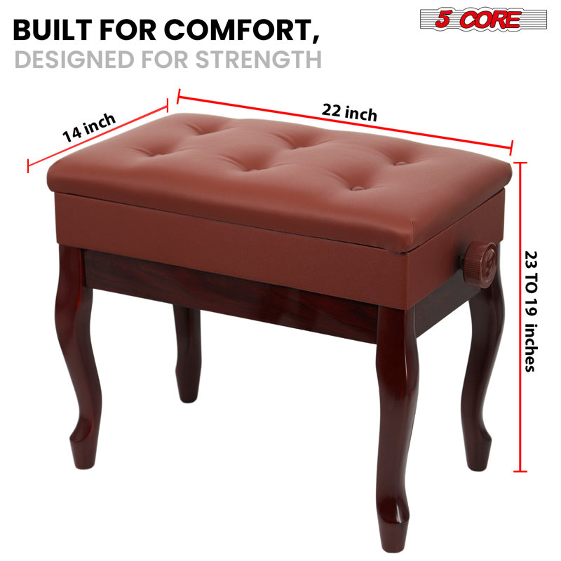 Chaise 5 pièces pour piano 5 pouces, Marron foncé