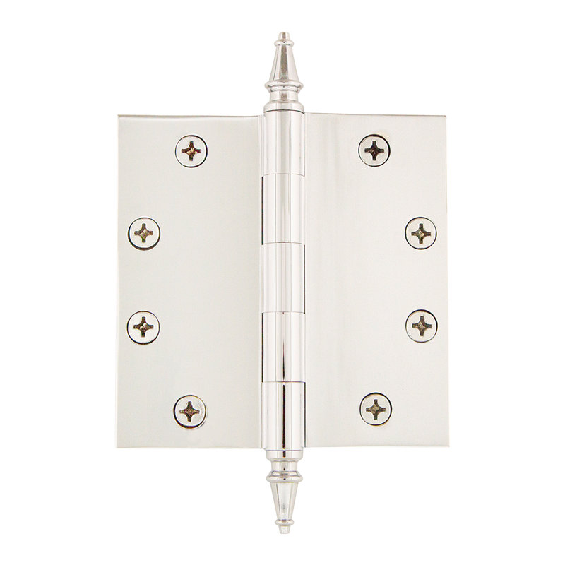 4.5'' x 4.5'' Brass Butt Bearing Hinge, Polished Nickel