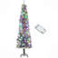 Arbre de Noël 7,5 pi pré-éclairé, arbre de Noël avec 220 lumières DEL bicolores et 519 branches, arbre de Noël floqué avec support en métal pour les fêtes-631528654-631528648