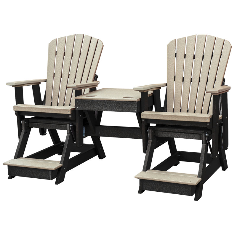 Banc d'extérieur en bois de polyéthylène coulissant Oxyoke, Gris clair / noir