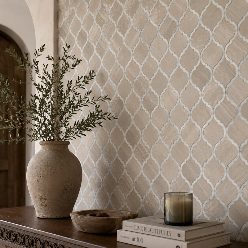 Carrelage mosaïque en marbre poli 11 po x 13 po Tivoli