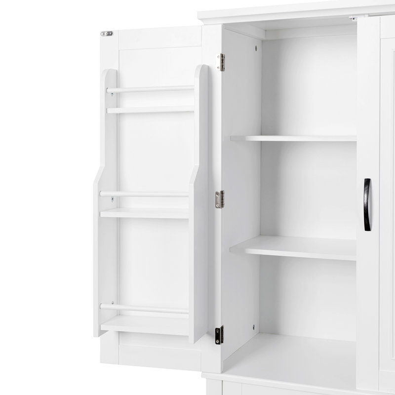 Bathroom Storage Cabinet With Doors And Drawer, Multiple Storage Space, Adjustable Shelf, White