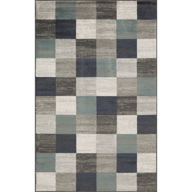 Sacha Rockaway 100% Polypropylene Geometric Checkered Contemporary Block Indoor Area Rug or Runner