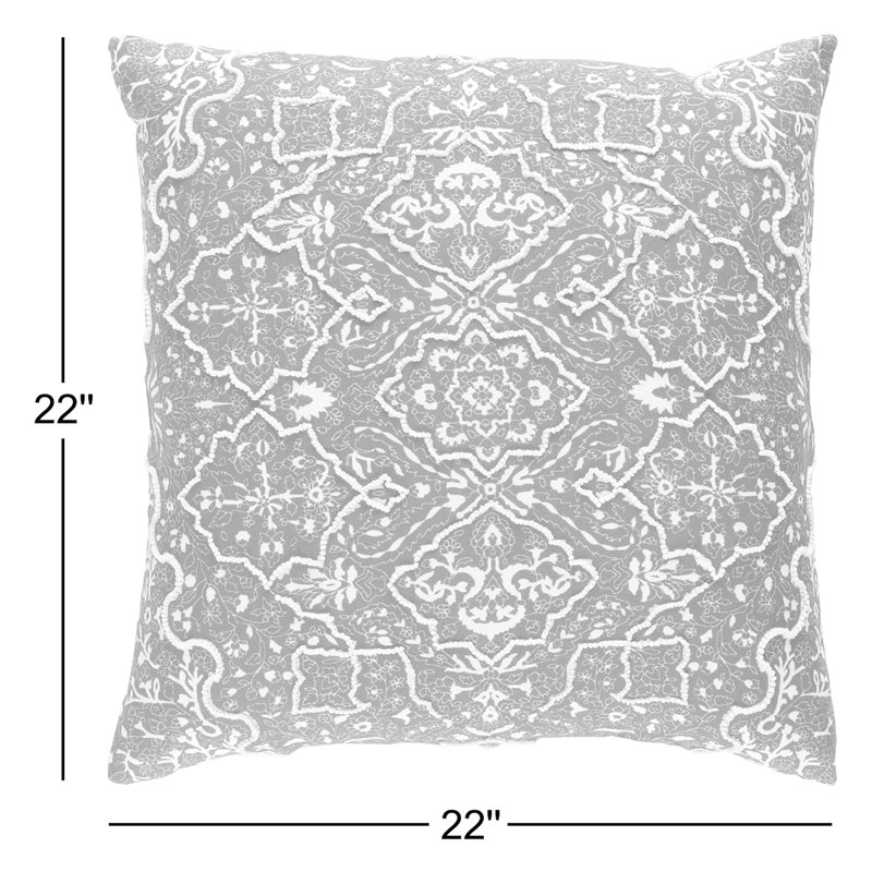 Caitlyn Embroidered Linen Throw Pillow, 22" H x 22" W x 0.2" D, Dark Green, No Fill