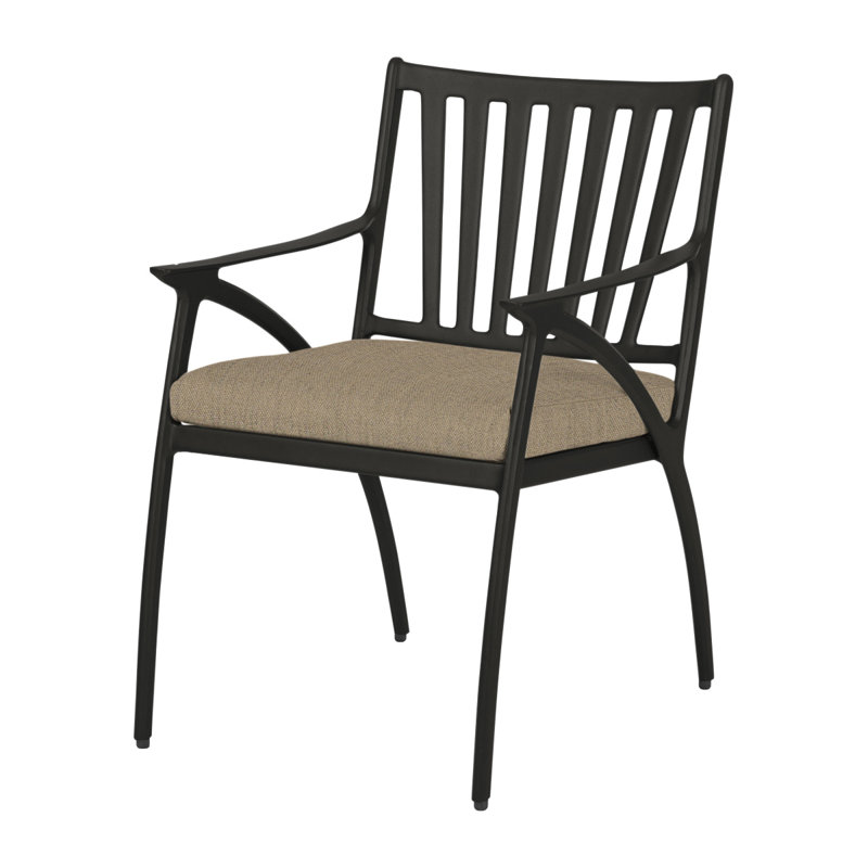 Amari Dining Chair Frame with Cushion, Carbon, Canvas Heather Beige Sunbrella® Canvas