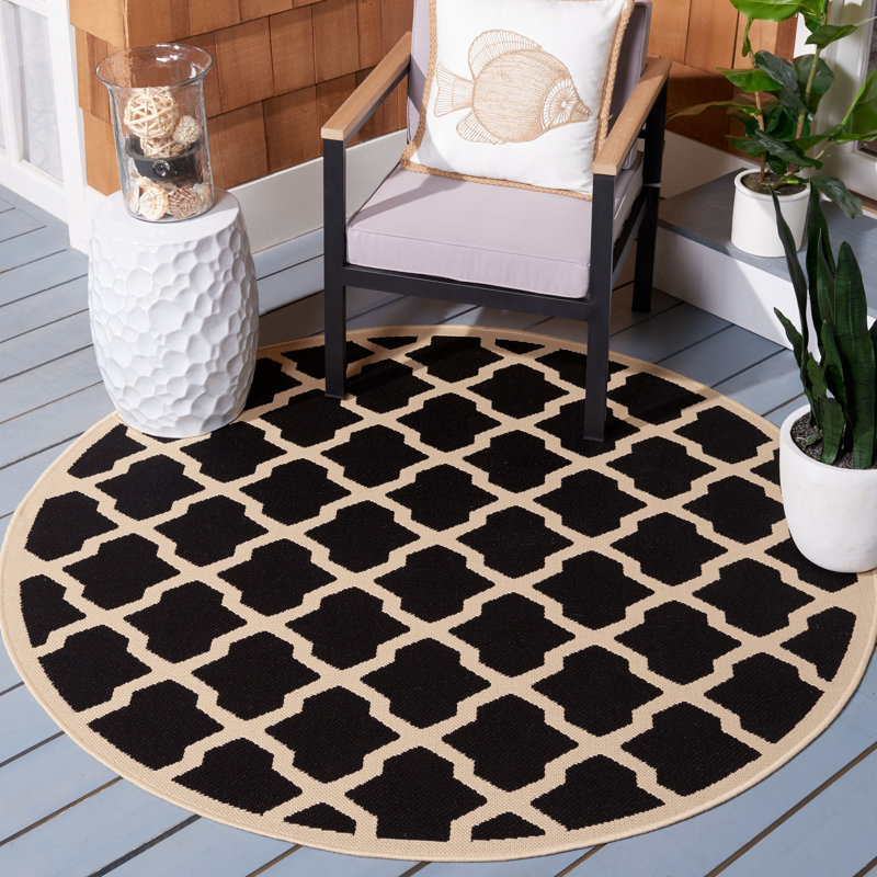 Arneshia Black Indoor/Outdoor Area Rug, Round 5'3"