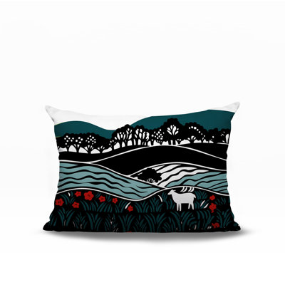 Oreiller rectangulaire intérieur / extérieur Voldy Floral Landscape
