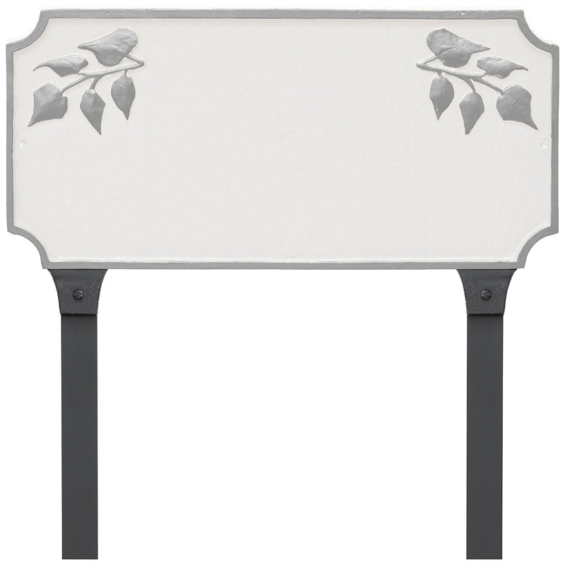 Enseigne d’adresse pour pelouse sur 2 lignes camden ivy, Blanc / argent