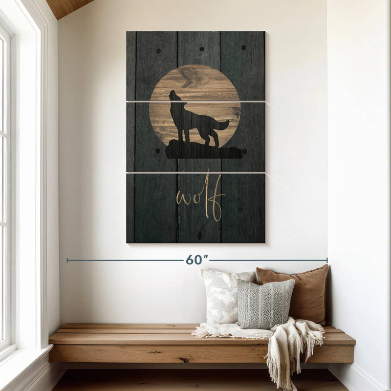 Brampt Wilderness Wood Wolf, 50" H x 32" W