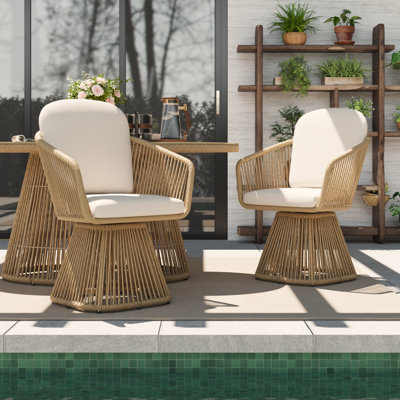 Fauteuil pivotant extérieur en osier 2 pièces