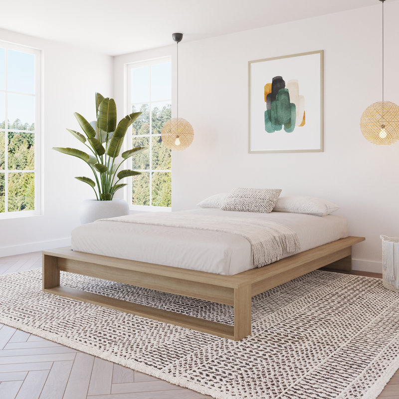 Grand lit plateforme avec lattes Lido, Brun