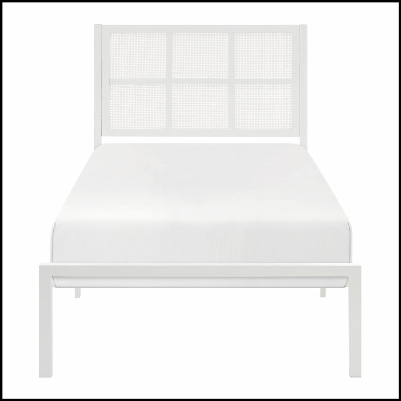 Lits avec tête de lit en faux canne, alliant confort et style pour une expérience de sommeil réparateur, Lit simple