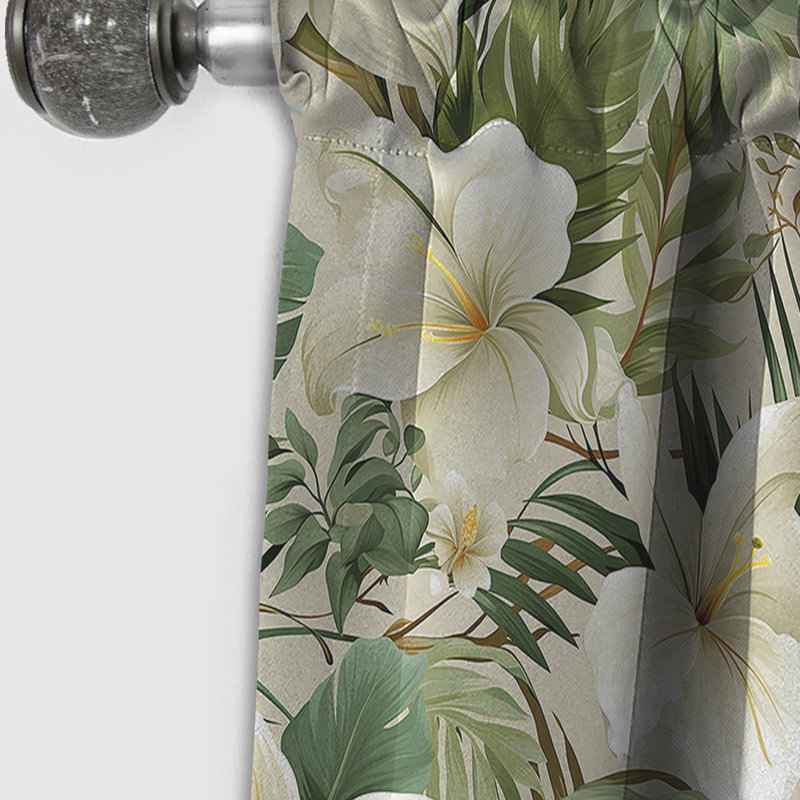 Neutral Oasis Ii - motif tropical - Rideau floral - Rideau occultant floral - 1 panneau, L 52 po x L 84 po