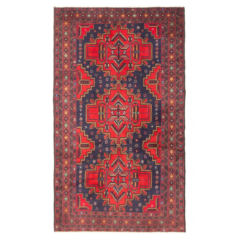 Tapis bleu foncé Teimani 4 pi 0 po x 6 pi 10 po