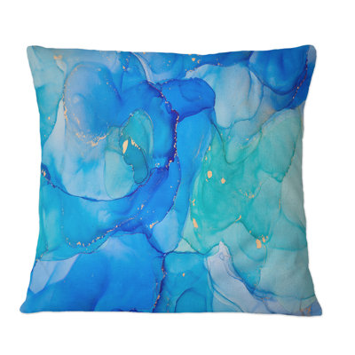 Blue Luxury Abstract Fluid Art XXIV - Modern Printed Throw Pillow