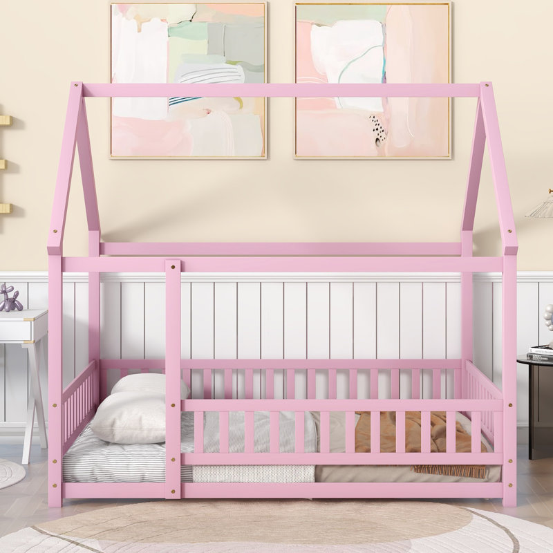McElhattan Canopy Bed Kids Bed , Full, Pink