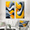 Lignes bleues et jaunes océaniques à vapeur III - Collection abstraite d'art mural, 2 pièces