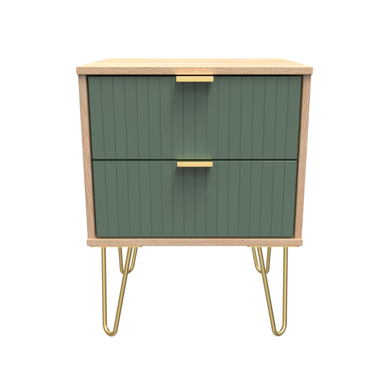 Beranda 45cm W Manufactured Wood Bedside Table, Labrador Green/Bardolino Oak