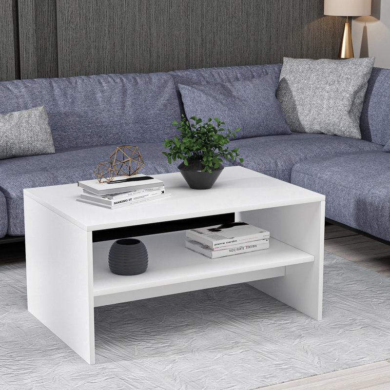 Table basse avec rangement Cozad, Blanc