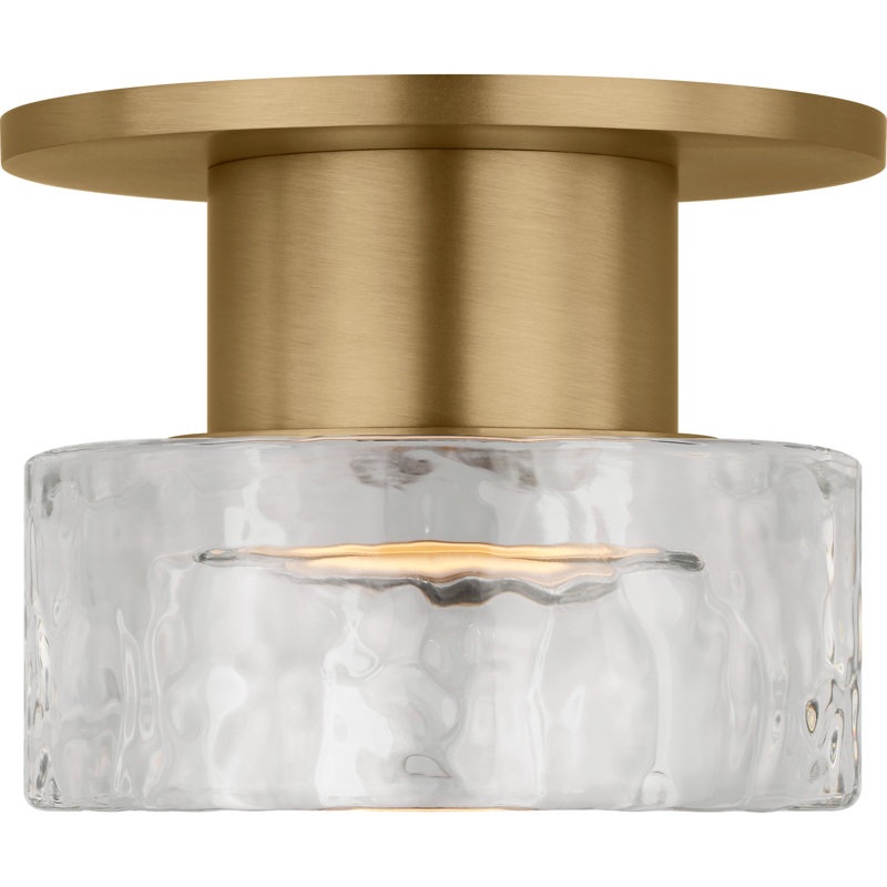 Chapman and Myers Rustic Holsted Flush Mount Light, Estate Brass