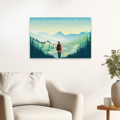 Not All Who Wander - Adventure Animals Backpackers Blue Art
