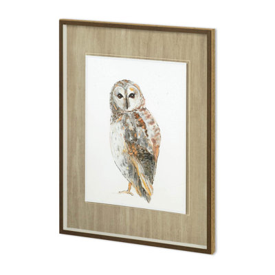 «Owl» par Patti Mann a, reproduction d'art encadrée texturée matte sous verre