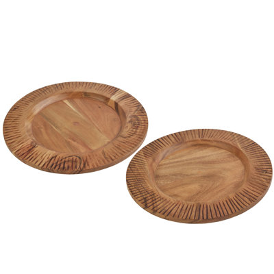 Fitz And Floyd Caleb Natural Wood Charger, Set Of 2