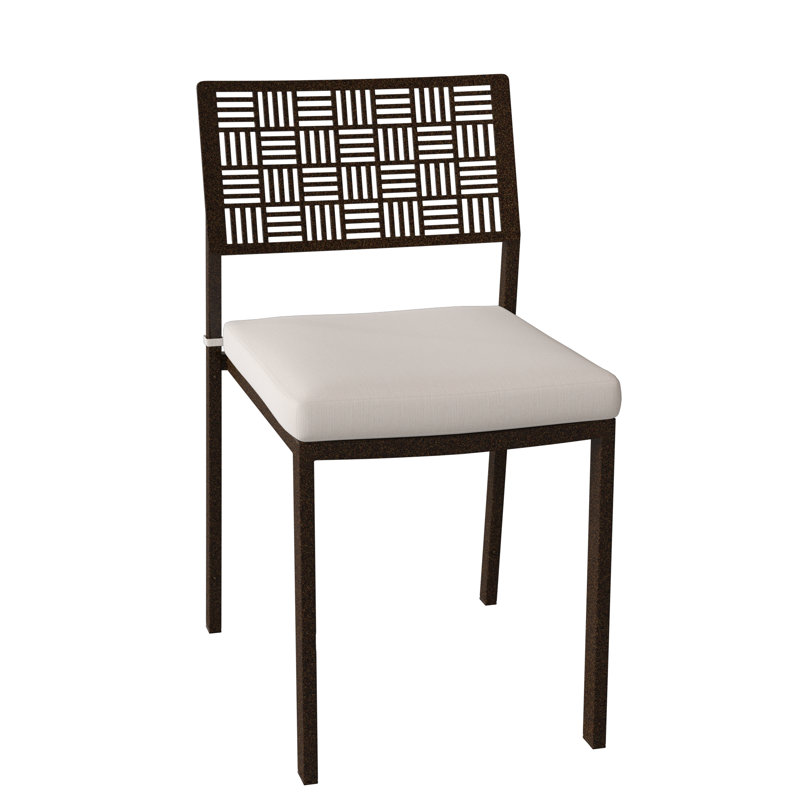 Chaise d'appoint empilable pour patio, Toile toile Sunbrella® Bird's Eye, Étain