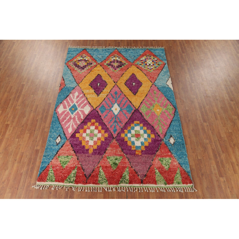Tapis marocain coloré à motif treillis 8 x 11