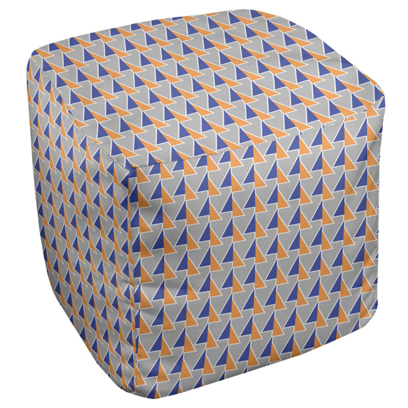 Repose-pieds cube à motif shifted arrows, Bleu / orange, H 13 po x l 13 po x P 13 po