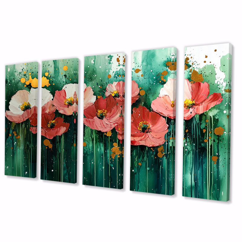 Humphries - coquelicots, art mural traditionnel, H 32 po x l 80 po, 5