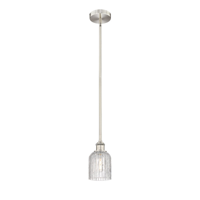 Luminaire suspendu 1 lumière Aalina, Nickel satiné, Clair