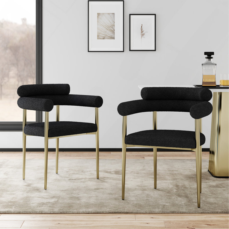 Ensemble de 2 chaises de salle à manger Woker, Doré, Noir